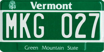 VT license plate MKG027