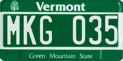 VT license plate MKG035