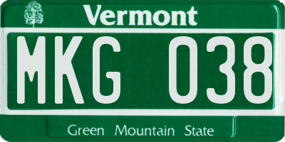 VT license plate MKG038