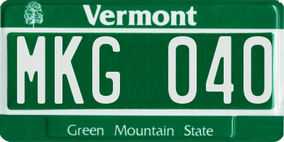VT license plate MKG040