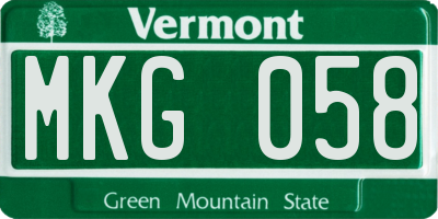 VT license plate MKG058
