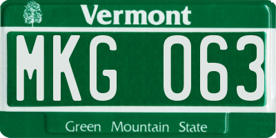 VT license plate MKG063