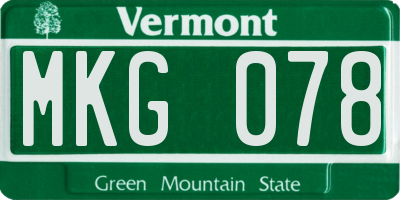 VT license plate MKG078