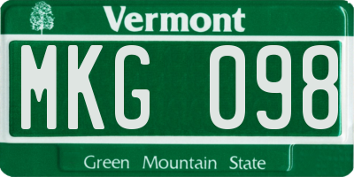 VT license plate MKG098