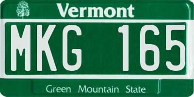 VT license plate MKG165