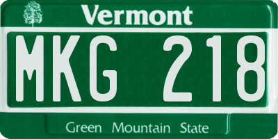 VT license plate MKG218