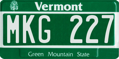 VT license plate MKG227