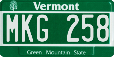 VT license plate MKG258