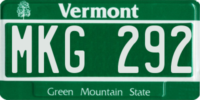 VT license plate MKG292
