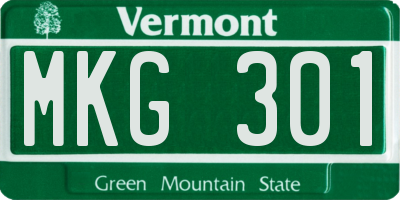 VT license plate MKG301