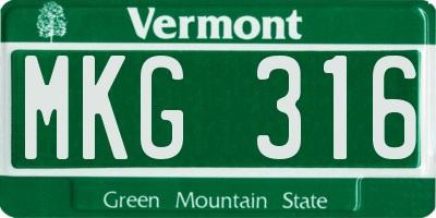 VT license plate MKG316