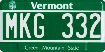VT license plate MKG332
