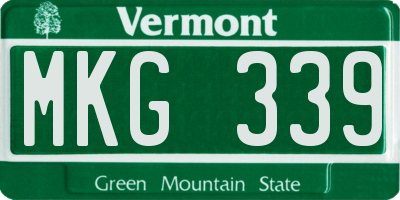 VT license plate MKG339