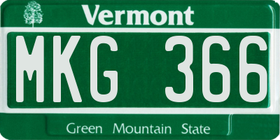 VT license plate MKG366