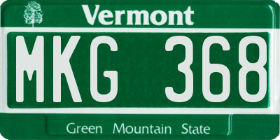 VT license plate MKG368