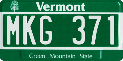 VT license plate MKG371