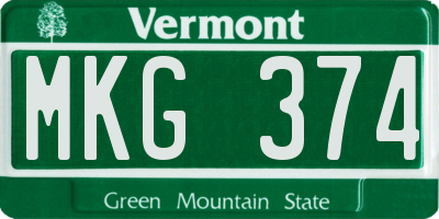 VT license plate MKG374