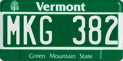 VT license plate MKG382