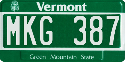 VT license plate MKG387