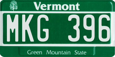 VT license plate MKG396