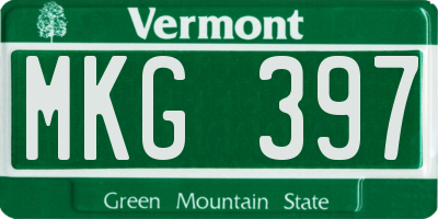 VT license plate MKG397