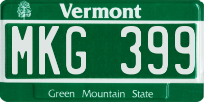 VT license plate MKG399