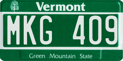 VT license plate MKG409