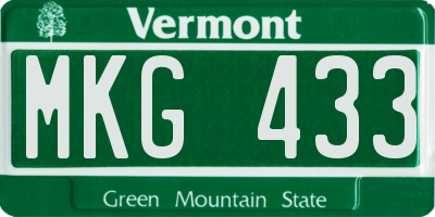 VT license plate MKG433