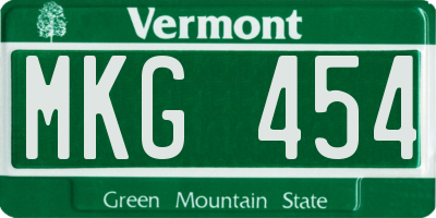 VT license plate MKG454