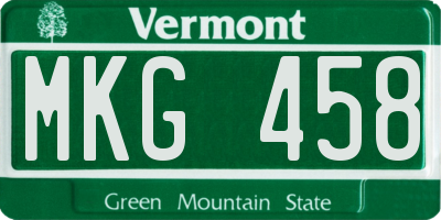 VT license plate MKG458