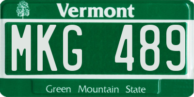 VT license plate MKG489