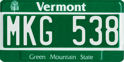 VT license plate MKG538