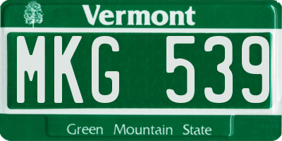 VT license plate MKG539