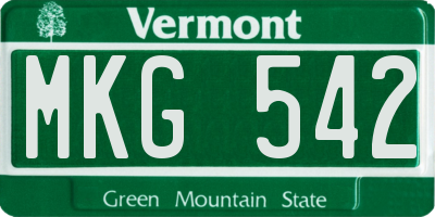 VT license plate MKG542