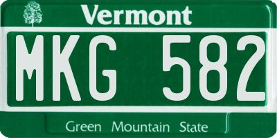 VT license plate MKG582