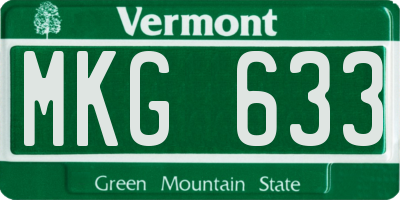 VT license plate MKG633