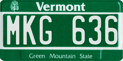 VT license plate MKG636