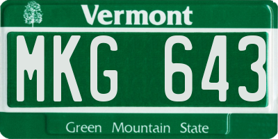 VT license plate MKG643