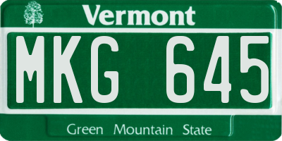 VT license plate MKG645