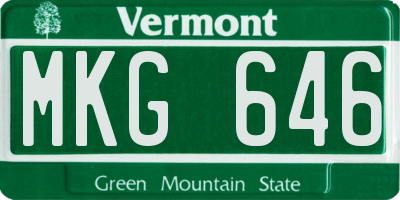 VT license plate MKG646