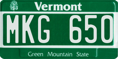 VT license plate MKG650
