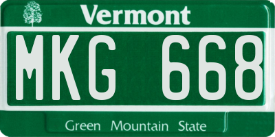 VT license plate MKG668