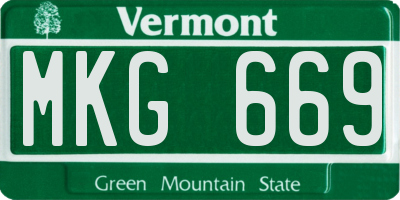 VT license plate MKG669
