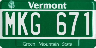 VT license plate MKG671