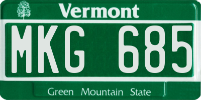 VT license plate MKG685