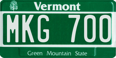 VT license plate MKG700