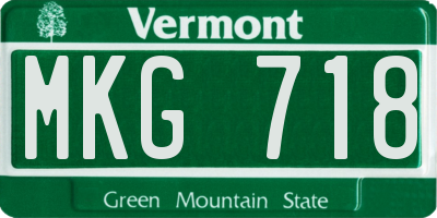 VT license plate MKG718