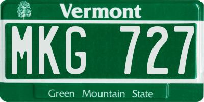 VT license plate MKG727