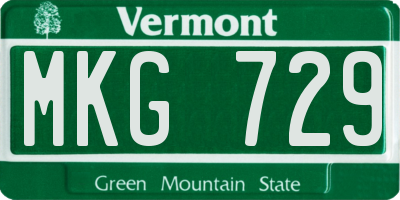 VT license plate MKG729