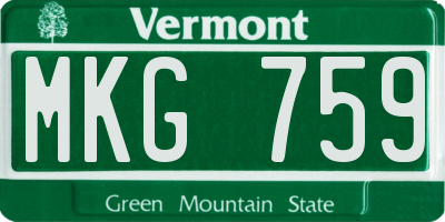 VT license plate MKG759